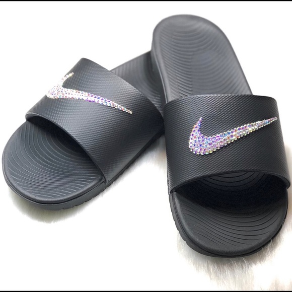 Nike Slides, Customized With SWAROVSKI CRYSTALS - Picture 1 of 1
